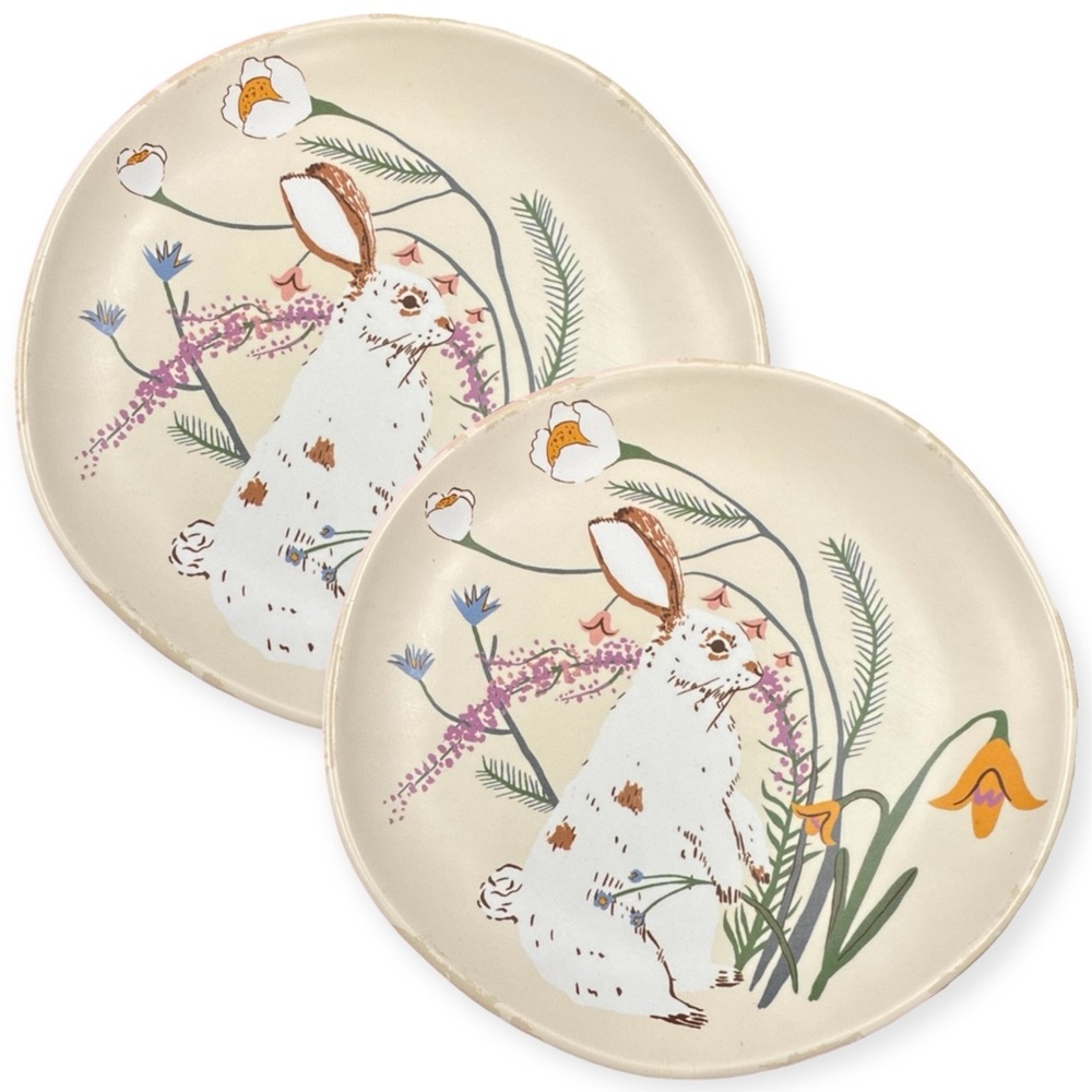 (2) Threshold Melamine White Bunny Rabbit Salad Plates 8.5" Easter 2021 Target